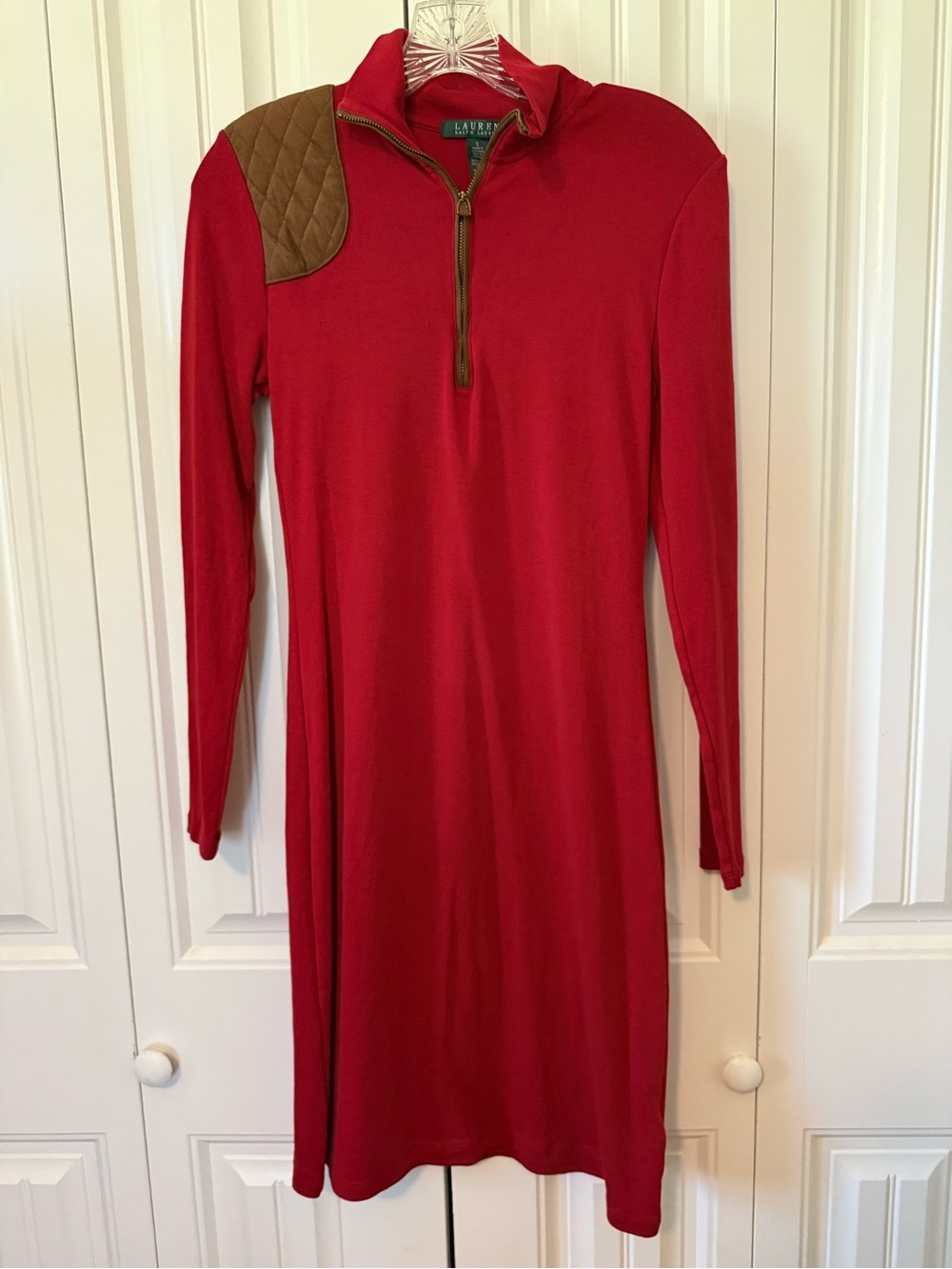 Lauren Ralph Lauren Red Long Sleeve Quarter-Zip Dress - Picture 3 of 10